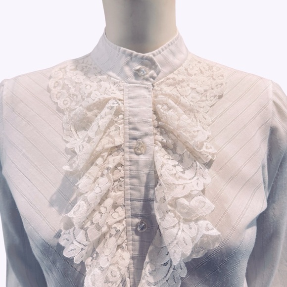 Vintage Edwardian Lace Ruffle Poet Blouse - Picture 1 of 16